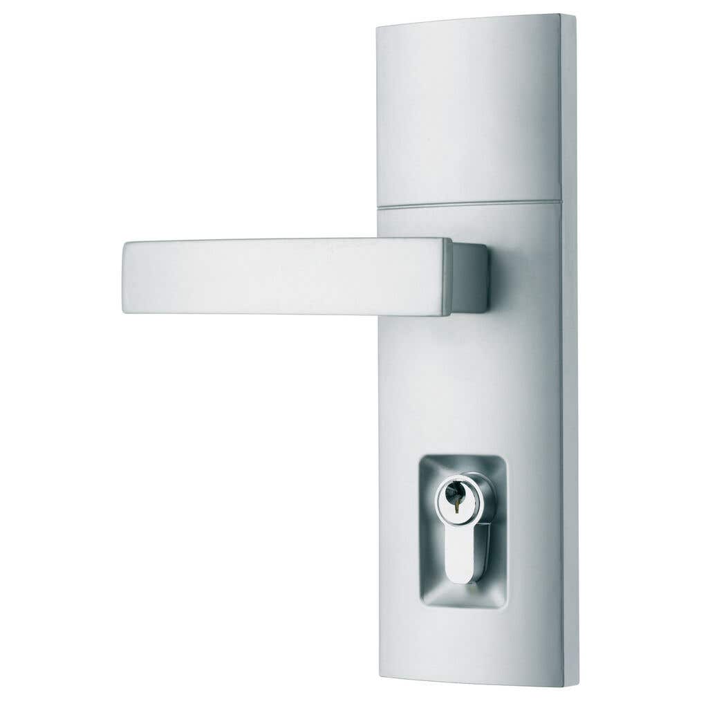 GAINSBOROUGH TRILOCK CONTEMPORARY ANGULAR DOUBLE CYLINDER ENTRANCE LEVER NOT KEYED SET SATIN CHROME
