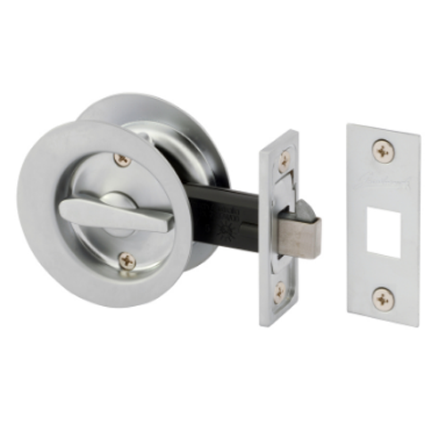 GAINSBOROUGH CIRCULAR SLIDING CAVITY SET SATIN CHROME PRIVACY LEVER SET