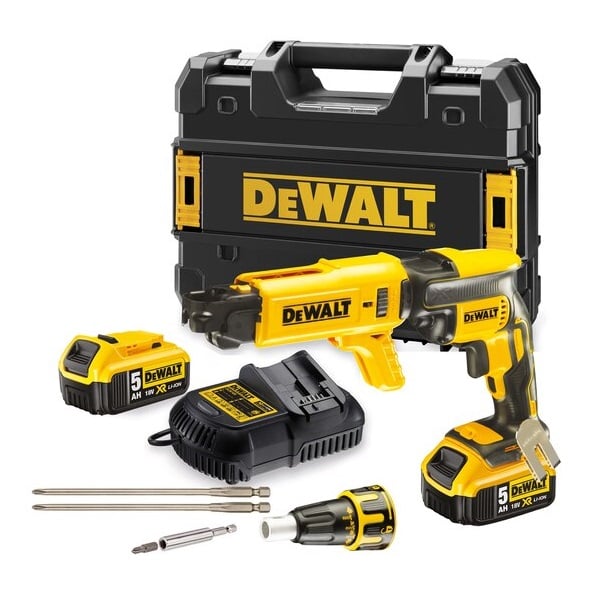 DEWALT 18V DRYWALL DRIVER CHARGER AND 2 X 5AH BATTERIES