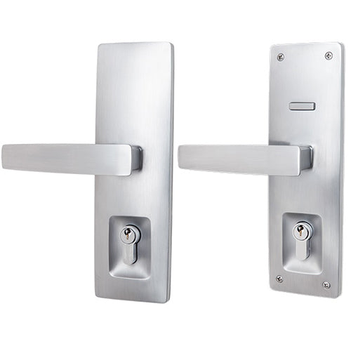 GAINSBOROUGH TRILOCK URBAN AURORA DOUBLE CYLINDER ENTRANCE LEVER SET KEYED BRUSHED SATIN CHROME