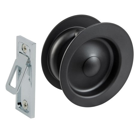 GAINSBOROUGH CIRCULAR SLIDING CAVITY SET MATT BLACK PASSAGE LEVER SET