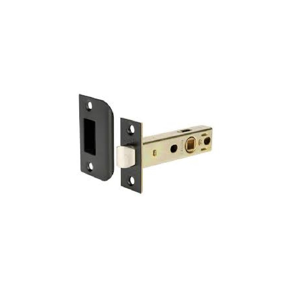 GAINSBOROUGH TUBULAR LATCH D STRIKE RECTANGULAR 60MM DUAL SPRUNG MATTE BLACK
