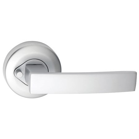 GAINSBOROUGH NEUE ANGULAR ROUND ROSE SATIN CHROME PRIVACY LEVER SET