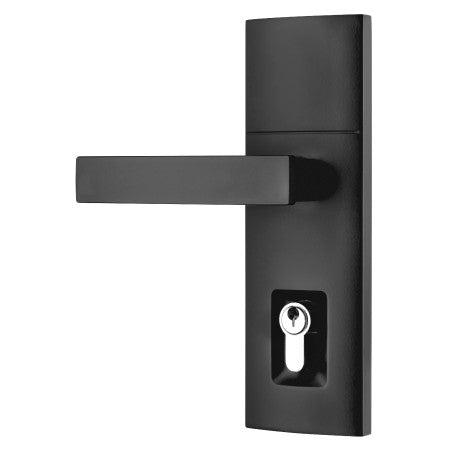 GAINSBOROUGH TRILOCK CONTEMPORARY ANGULAR DOUBLE CYLINDER ENTRANCE LEVER SET MATT BLACK