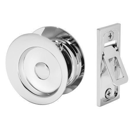GAINSBOROUGH CIRCULAR SLIDING CAVITY SET BRIGHT CHROME PASSAGE LEVER SET