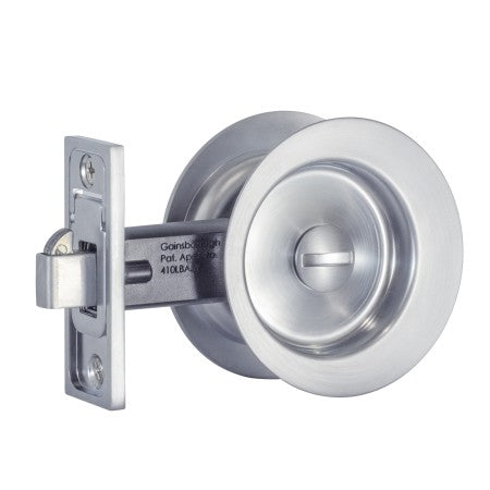 GAINSBOROUGH CIRCULAR SLIDING CAVITY SET BRUSHED SATIN CHROME PRIVACY LEVER SET