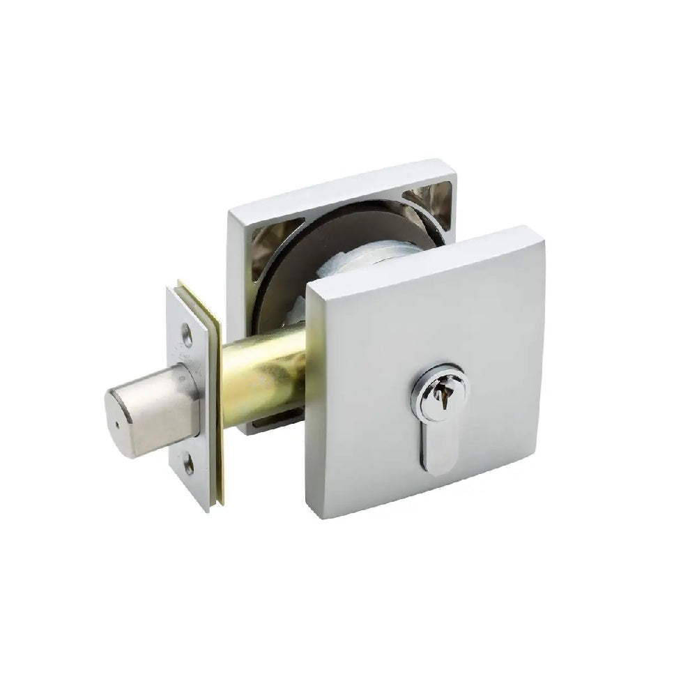 GAINSBOROUGH NEUE SMOOTH SQUARE SINGLE CYLINDER DEADBOLT SATIN CHROME