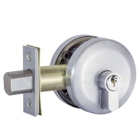GAINSBOROUGH NEUE SMOOTH ROUND DOUBLE CYLINDER DEADBOLT BRUSHED SATIN CHROME