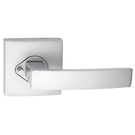 GAINSBOROUGH NEUE ANGULAR SQUARE ROSE LEVER SET SATIN CHROME PRIVACY LEVER SET