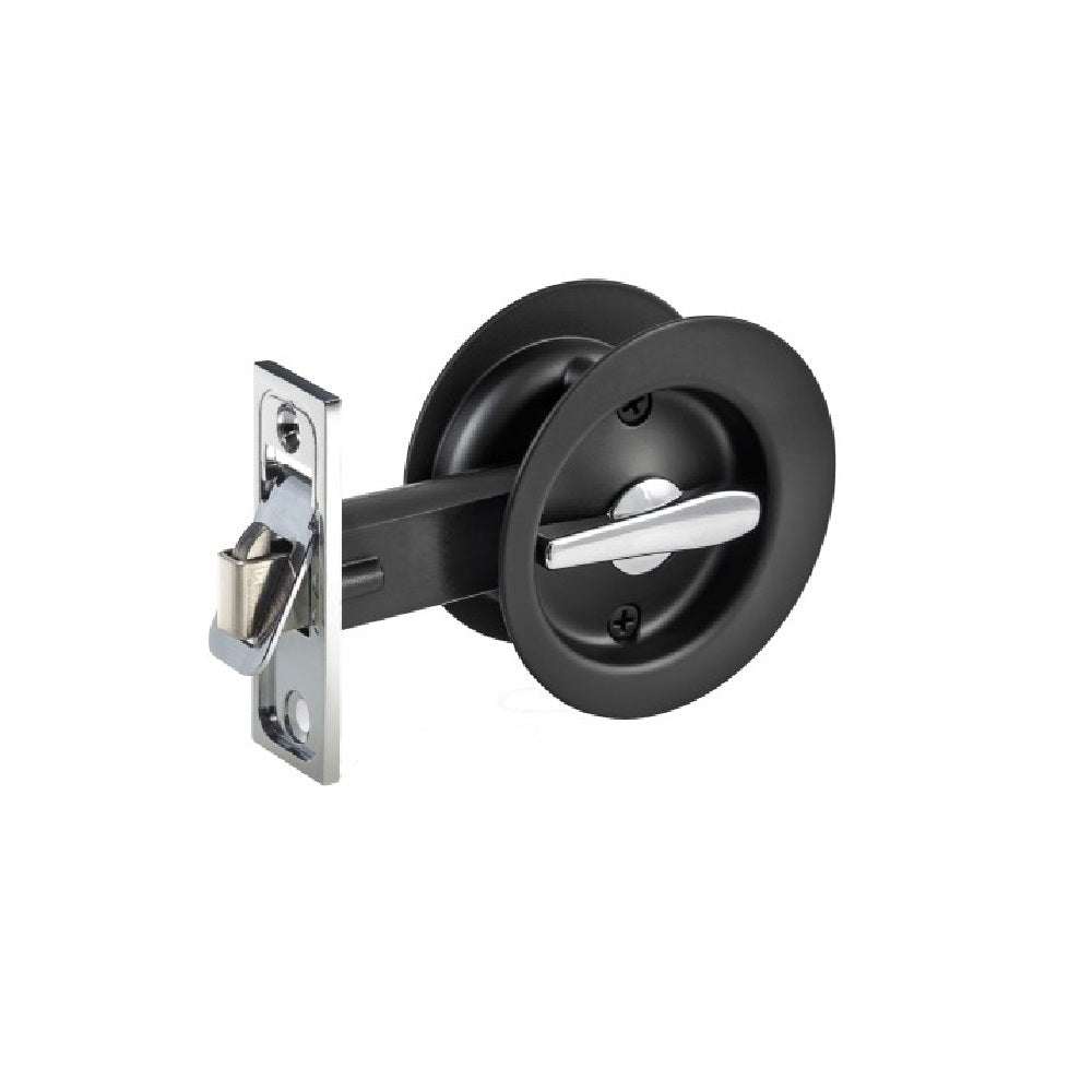 GAINSBOROUGH CIRCULAR SLIDING CAVITY SET MATT BLACK PRIVACY LEVER SET