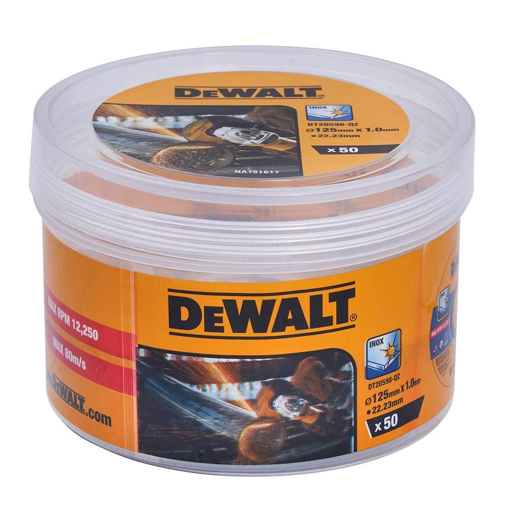 DEWALT 125MM BONDED CUTTING DISC X50 TUB