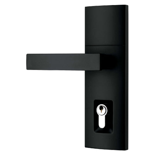 GAINSBOROUGH TRILOCK CONTEMPORARY ANGULAR DOUBLE CYLINDER ENTRANCE LEVER KEYED SET MATT BLACK