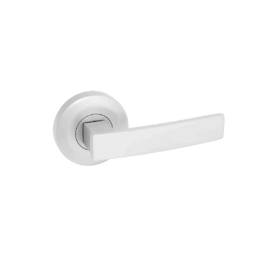 GAINSBOROUGH NEUE ANGULAR ROUND ROSE SATIN CHROME PASSAGE LEVER SET